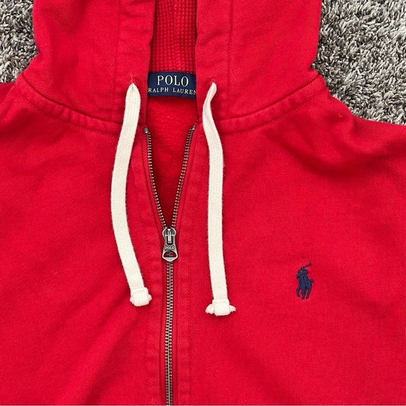 Polo Ralph Lauren Mens Red Zip up Hoodie size Medium - Picture 5 of 13